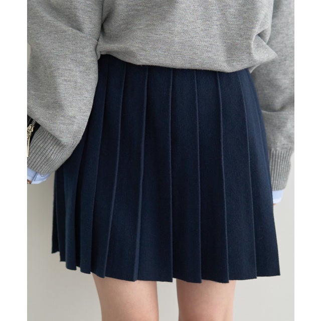 ニットプリーツスカート （ダークネイビー）