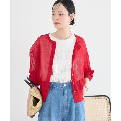 【WEB限定】接触冷感シアークルーニットカーディガン （ネイビー）｜詳細画像