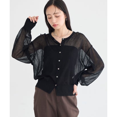【WEB限定】接触冷感シアークルーニットカーディガン （ネイビー）｜詳細画像