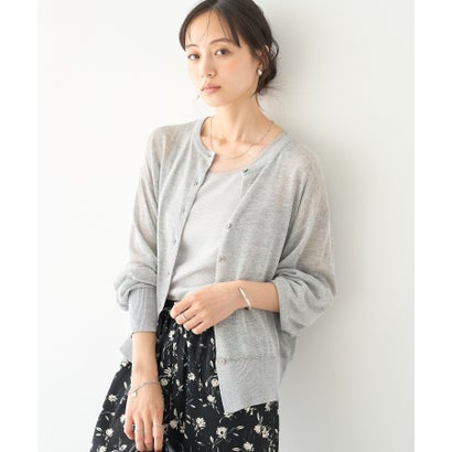 【WEB限定】接触冷感シアークルーニットカーディガン （ネイビー）｜詳細画像