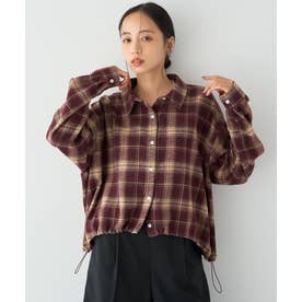 ネルチェックドロストシャツ （ブラウン）