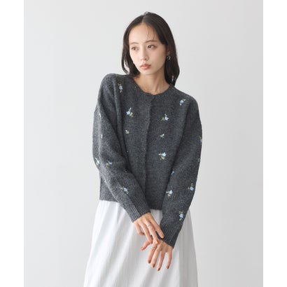 アースミュージックアンドエコロジー earth music&ecology フラワー刺繍クルーネックカーディガン （イエロー）｜詳細画像