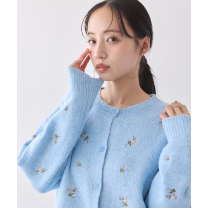 アースミュージックアンドエコロジー earth music&ecology フラワー刺繍クルーネックカーディガン （イエロー）｜詳細画像
