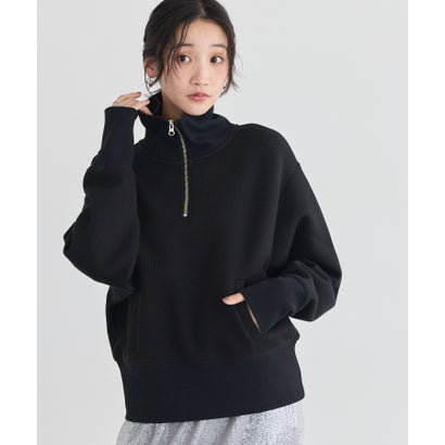 ハーフZIPカンガルーポケットプルオーバー （杢ホワイト）｜詳細画像