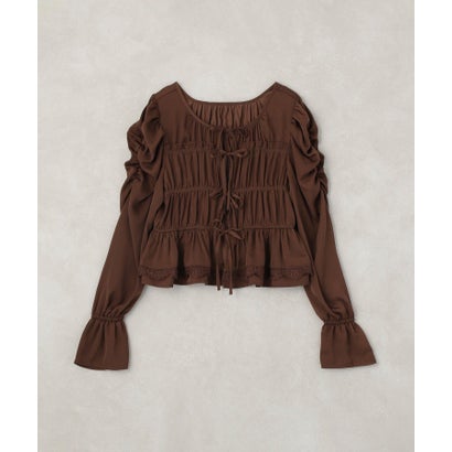 レースティアードシャーリングブラウス （ライトブルー）｜詳細画像