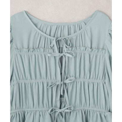 レースティアードシャーリングブラウス （ブラウン）｜詳細画像