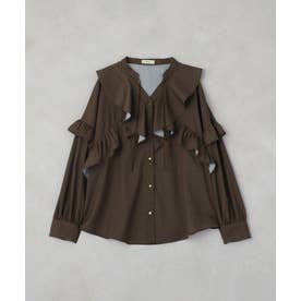 ラッフルスキッパーブラウス （ブラウン）