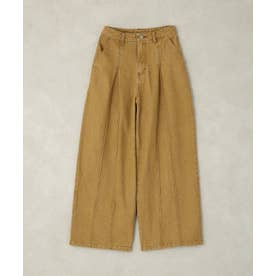 フロントキリカエワイドデニムパンツ （ベージュ）