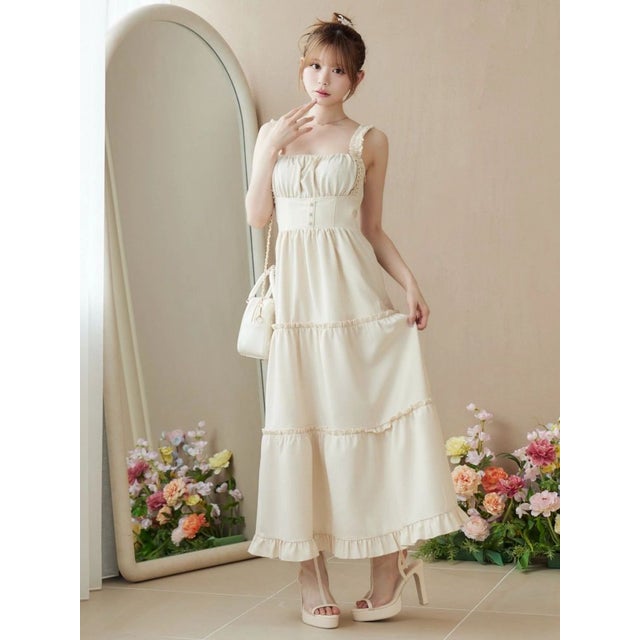 コルセットライクティアードワンピース （アイボリー）