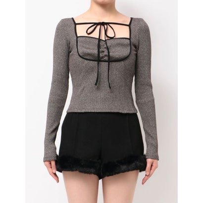 イートミー EATME レイヤードライクデコルテリブTOP （グレー）｜詳細画像