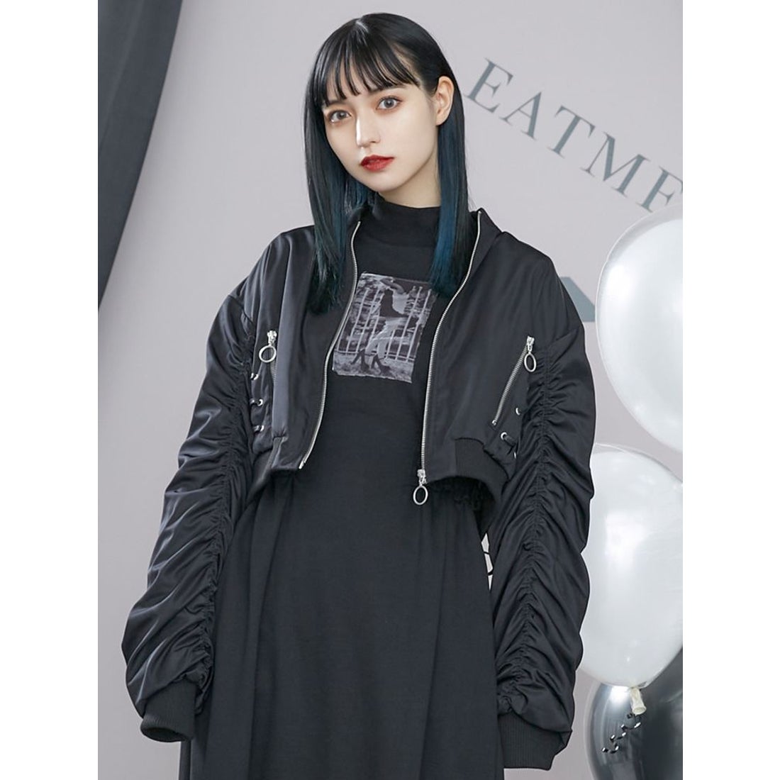 EATME レースアップブルゾン（ブラック） -ファッション通販 FASHION 