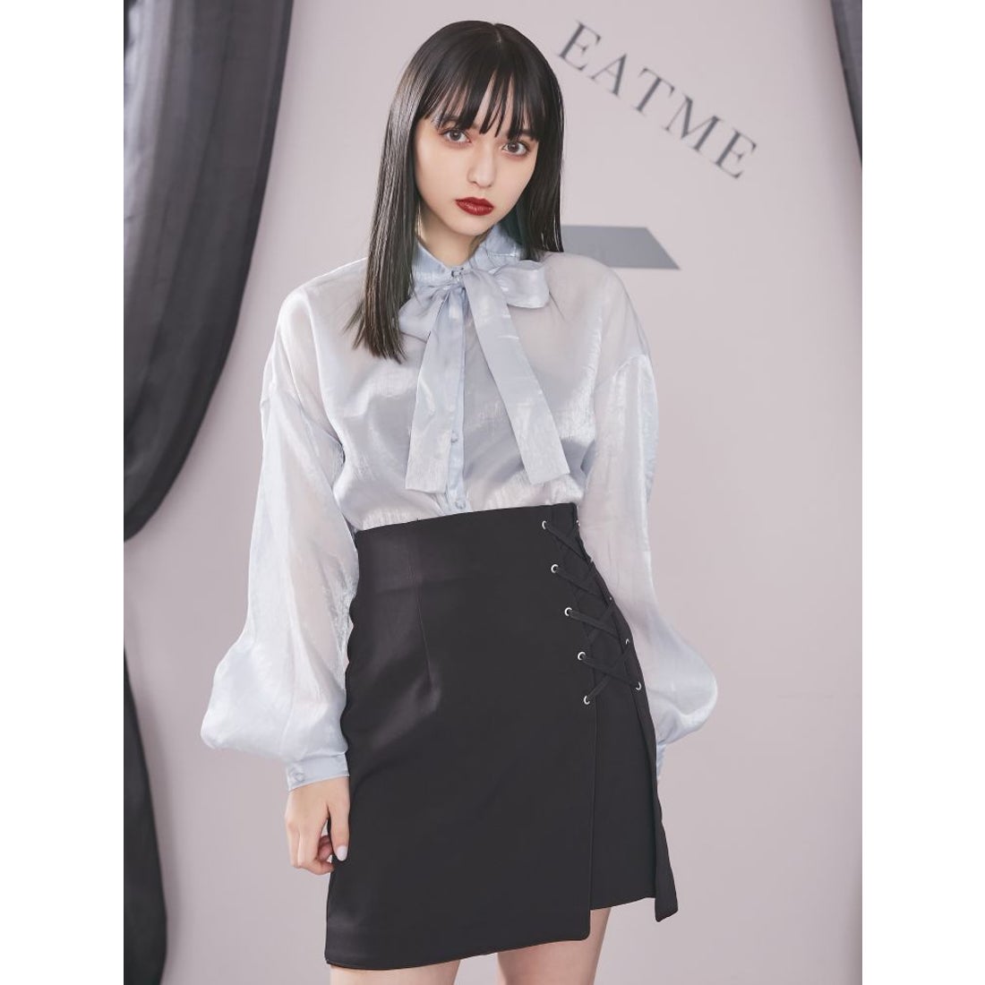 EATME BIGリボンシアーブラウス（ブルー） -ファッション通販 FASHION 