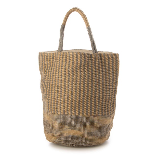 E6727 JUTE PATTERN TOTE L （グレー）