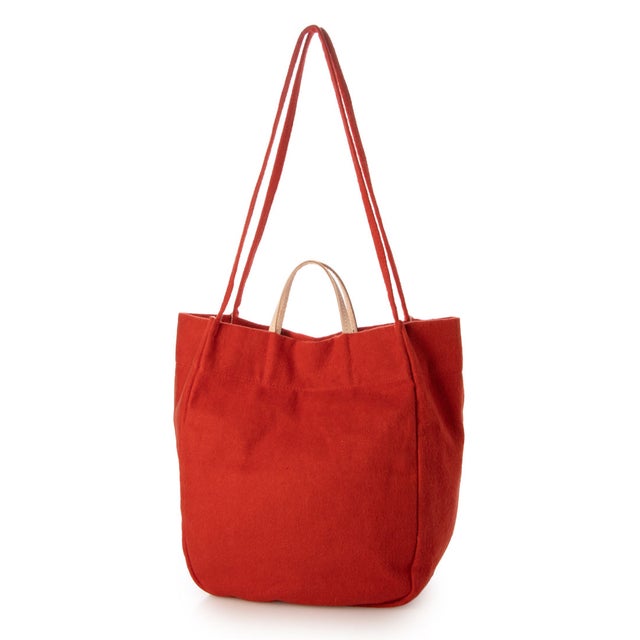 E8333 BRUSHED LINEN 2WAY TOTE （レッド）