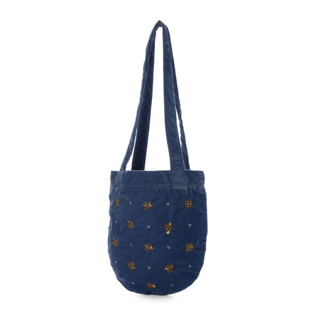 E8255 VELVET BEADED TOTE （ブルー）