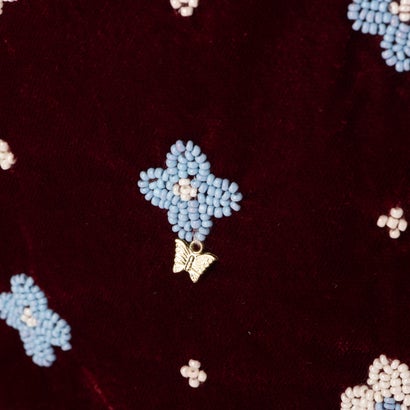 E8255 VELVET BEADED TOTE （レッド）｜詳細画像