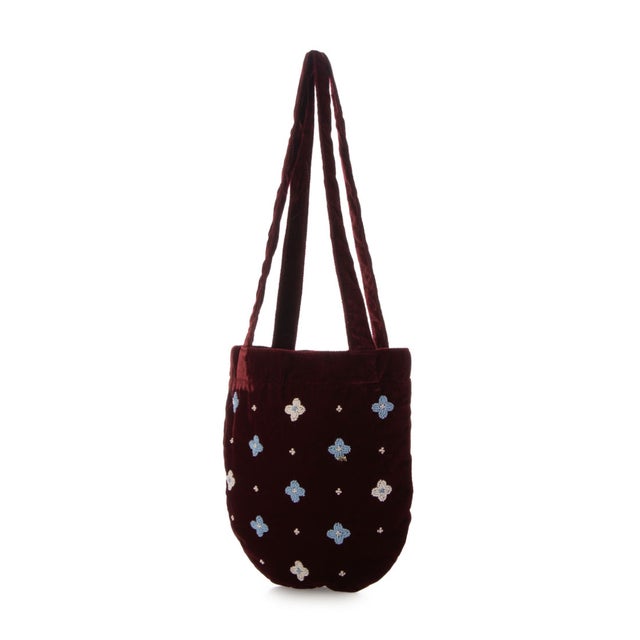 E8255 VELVET BEADED TOTE （レッド）