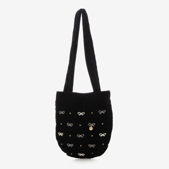 E8255 VELVET BEADED TOTE （ブラック）