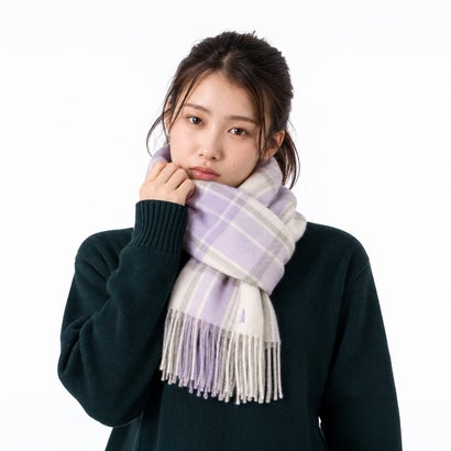 マフラー チェック レディース かわいい 学生 ブランド 秋冬 秋 冬 可愛い 高校生 中学生 高校 女子 女子高生 ラムウール フリンジ チェックマフラー 6209617/5209617 （イエロー系）｜詳細画像