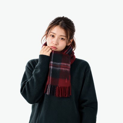 マフラー チェック レディース かわいい 学生 ブランド 秋冬 秋 冬 可愛い 高校生 中学生 高校 女子 女子高生 ラムウール フリンジ チェックマフラー 6209620 （レッド系）｜詳細画像