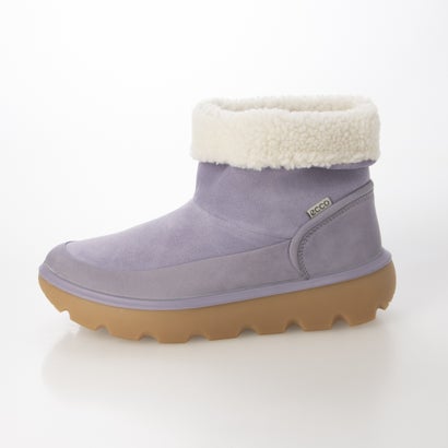 快適 暖かさをキープ GLACIA レディース 本革 防水 ボアコンビアンクルブーツ （LIGHT PURPLE/LIGHT PURPLE）｜詳細画像