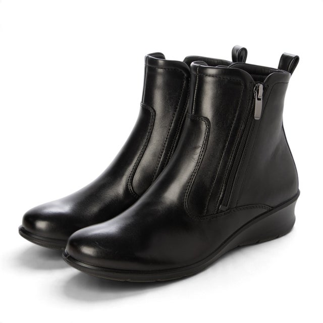 上品なデザイン FELICIA レディース 本革 ミドル丈ブーツ （BLACK）