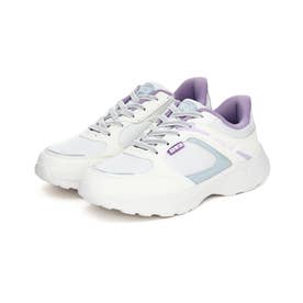 ジュニア キッズ スニーカー スリッポン EDW-3688 女の子 子供靴 ハンズフリー シンプル かわいい 通学 （ホワイト/パープル）