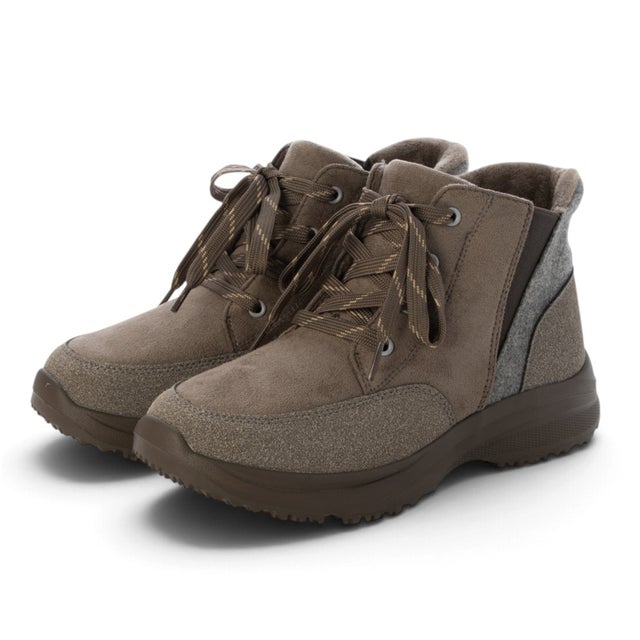 【4cm4H防水】ハンズフリー レースUPスニーカーブーツ （グレー）