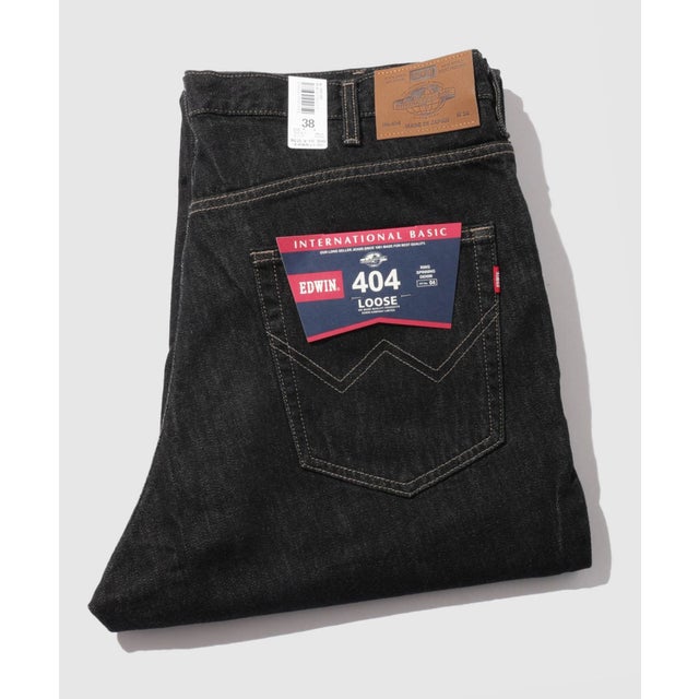 [大きいサイズ] インターナショナルベーシック 404 デニムパンツ ジーンズ ゆったりストレート キングサイズ （ブラック）