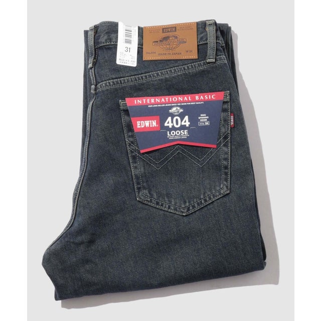 インターナショナルベーシック 404 デニムパンツ ジーンズ ゆったりストレート （中色ブルー）