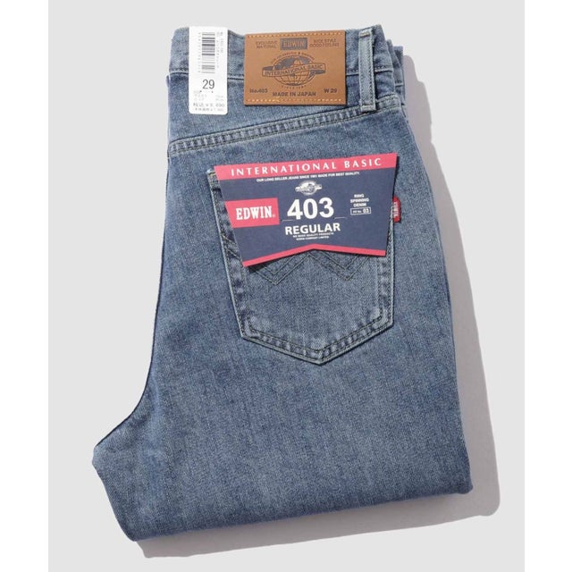 インターナショナルベーシック 403 デニムパンツ ジーンズ ふつうのストレート （フェイドブルー）