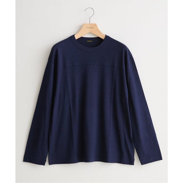 ETS.MATERIAUX(マテリオ) ウール フットボール Tシャツ（ネイビー）