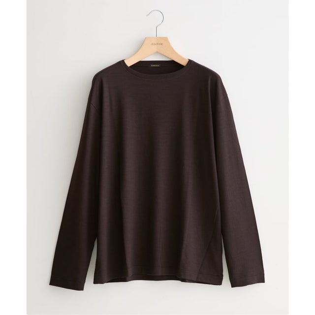 ETS.MATERIAUX(マテリオ) ウール ボートネック ロングスリーブ Tシャツ（ブラウン）