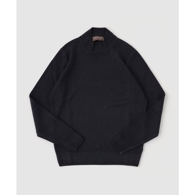 FILIPPO DE LAURENTIIS Garment Dye 10gg モックネック ニット （ネイビー）
