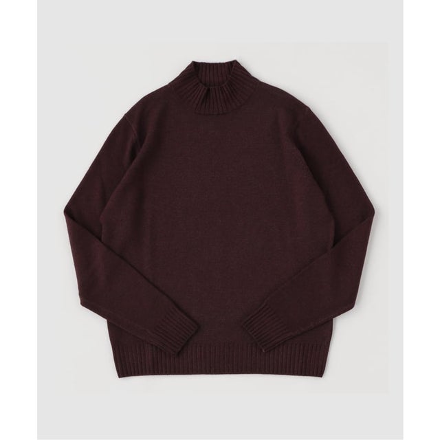 FILIPPO DE LAURENTIIS Garment Dye 10gg モックネック ニット （ボルドー）
