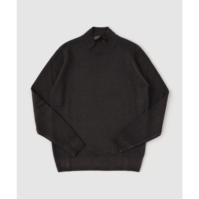 FILIPPO DE LAURENTIIS Garment Dye 10gg モックネック ニット （ブラウン）