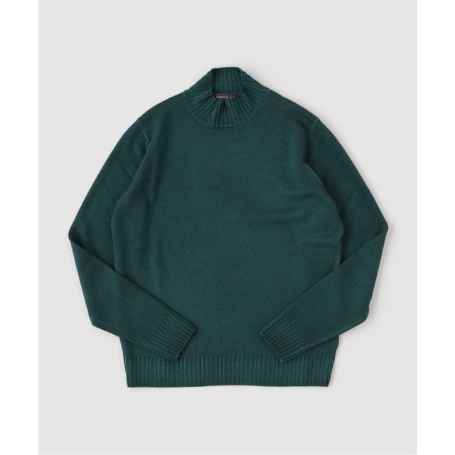 FILIPPO DE LAURENTIIS Garment Dye 10gg モックネック ニット （サックスブルー B）