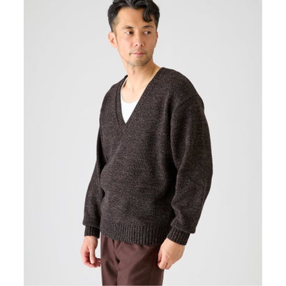 《予約》COTTON/WOOL DEEP Vネック ニット （ブラック）｜詳細画像