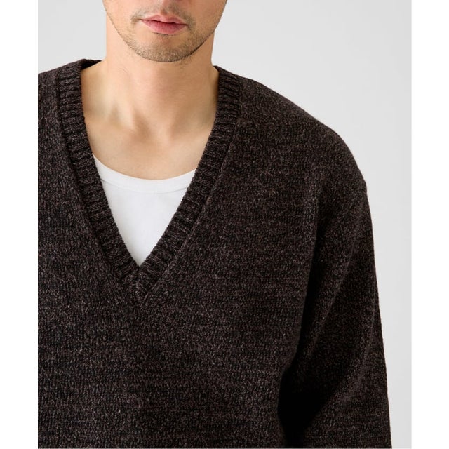 《予約》COTTON/WOOL DEEP Vネック ニット （ブラック）