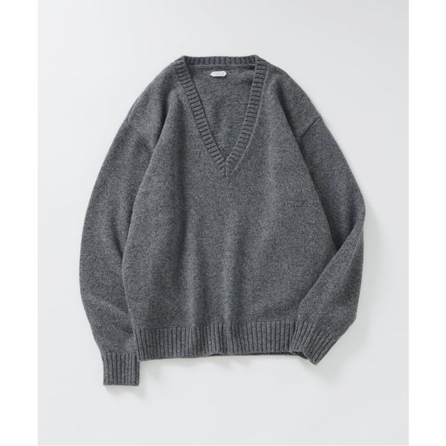 《予約》COTTON/WOOL DEEP Vネック ニット （グレー）