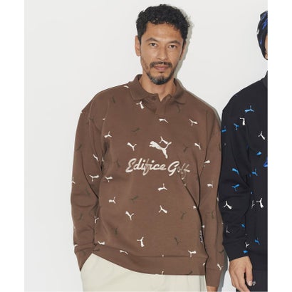 《予約》PUMA x EDIFICE GOLFゴルフニットポロシャツ （ブラウン）｜詳細画像