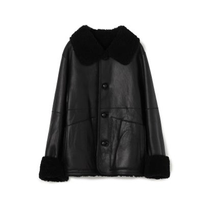 edition pourell リバーシブル ラムレザー ムートンコート （19 ブラック）｜詳細画像