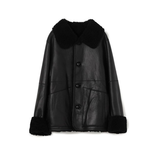 edition pourell リバーシブル ラムレザー ムートンコート （19 ブラック）