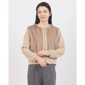 ファー付きニットジャケット （ベージュ）