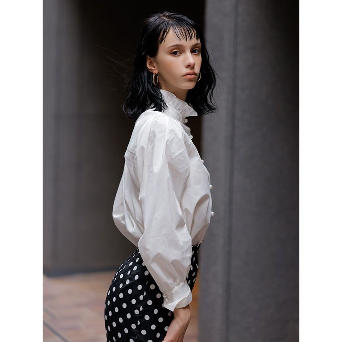 レディース eimy istoire フリルパールブラウス