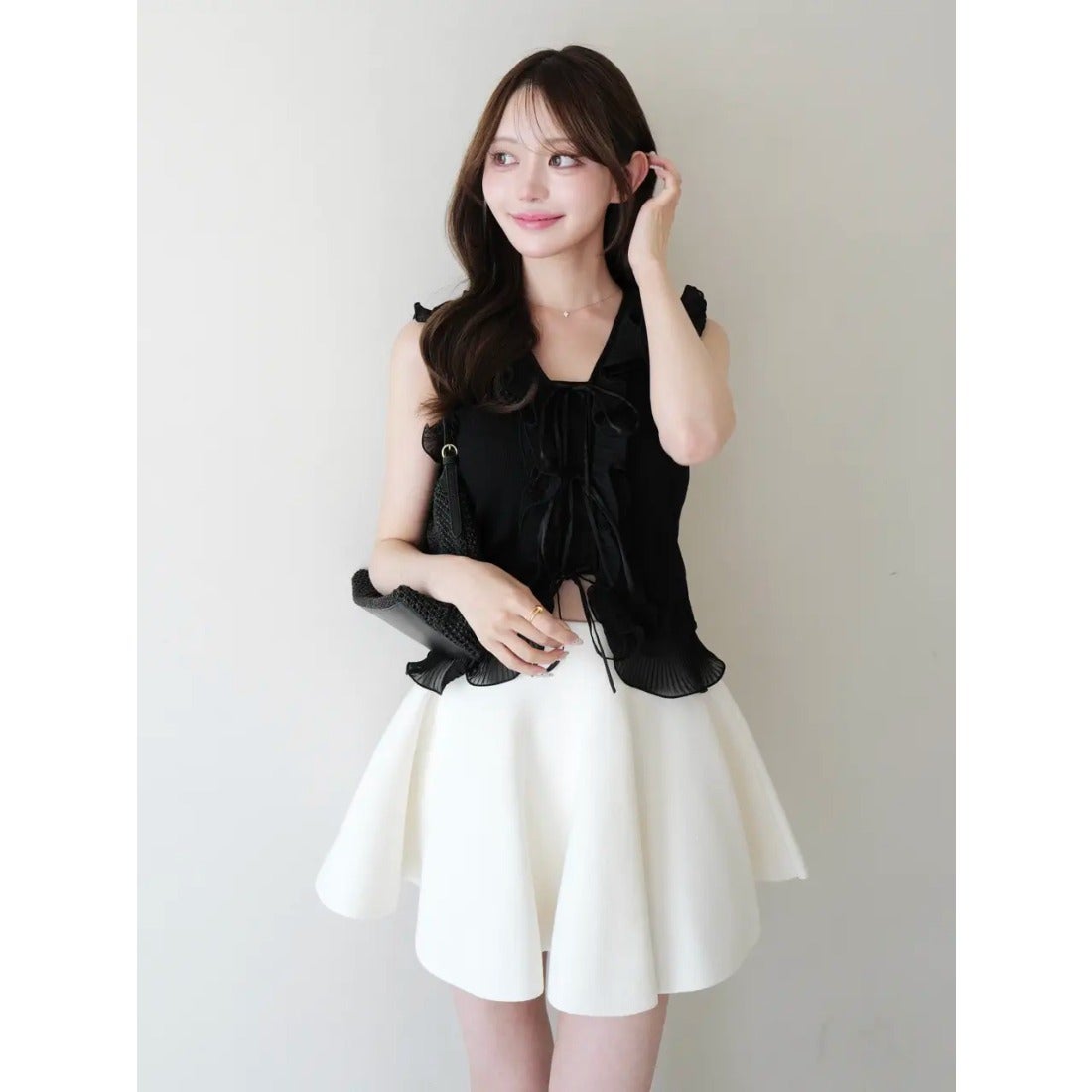 エイミーイストワール EIMY ISTOIRE FRILL PLEATS TANK TOP （WHITE