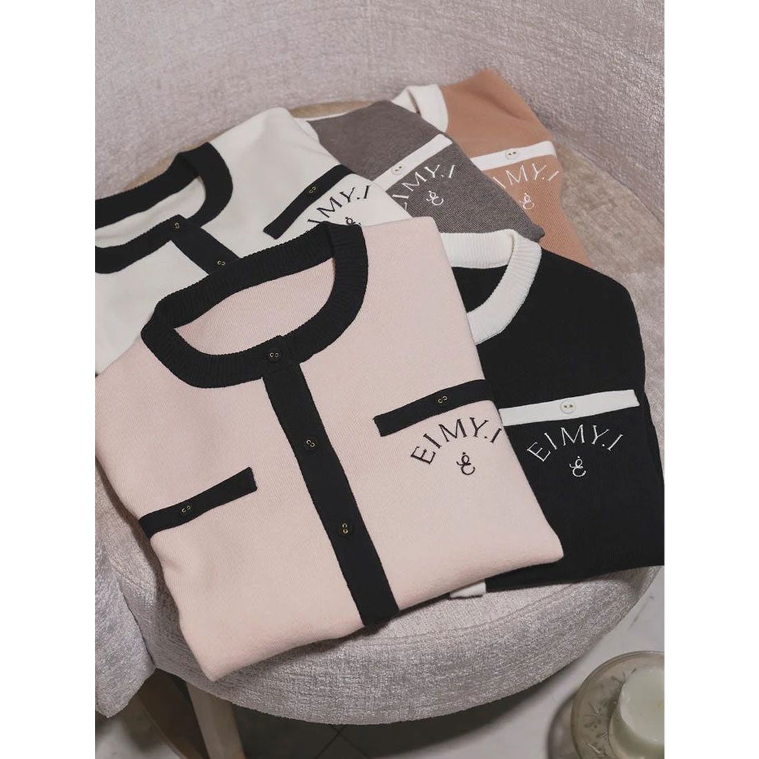 エイミーイストワール EIMY ISTOIRE EIMY BI-COLOR CARDIGAN （L/PNK