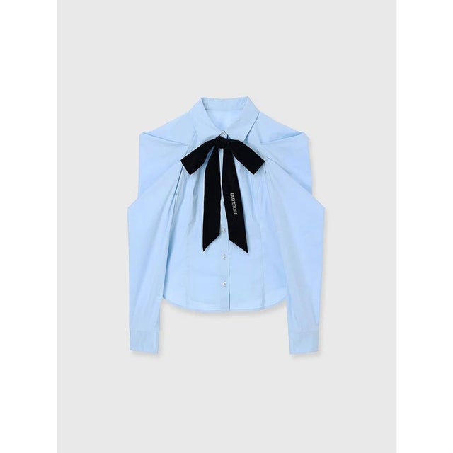 EIMY VELVET RIBBON SHIRT （SAX）