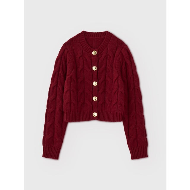 LETTER CABLE CARDIGAN （RED）