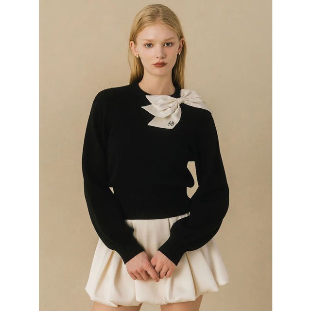 SHOULDER RIBBON TOPS （BLK）